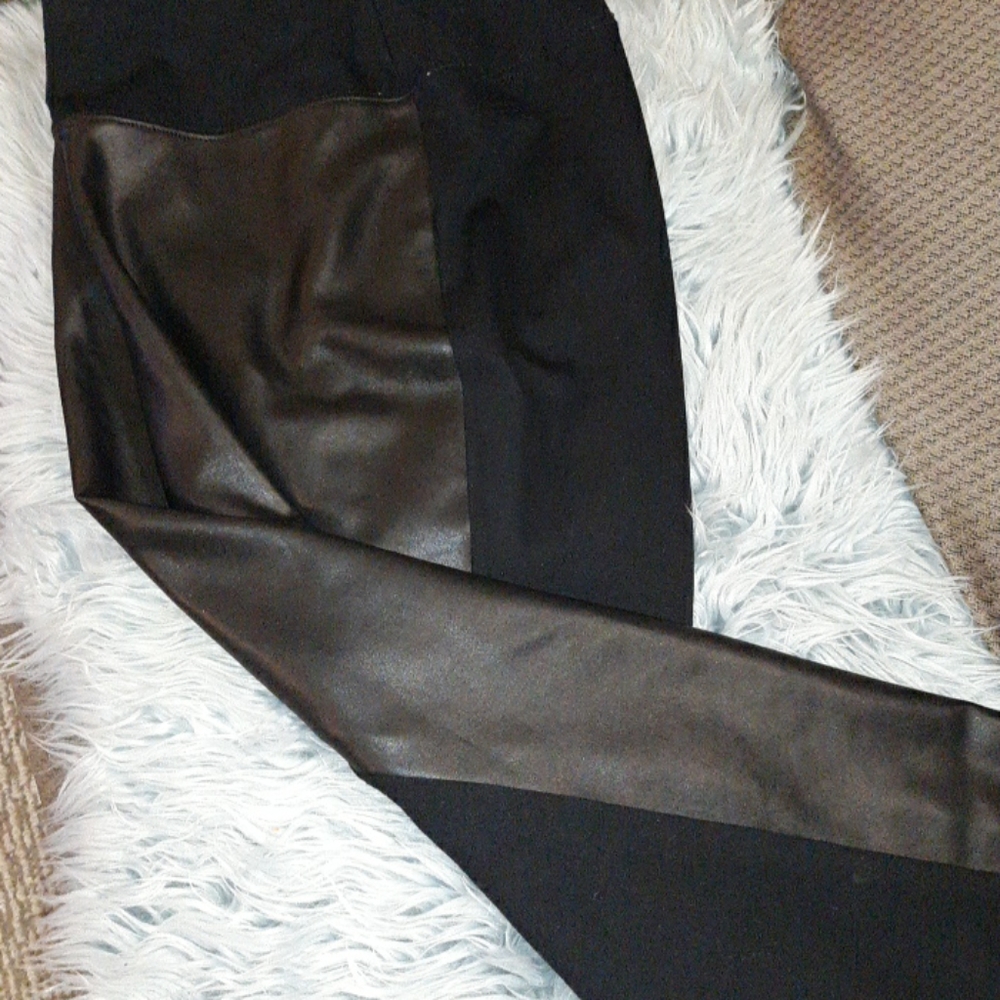 Black faux leather jeans